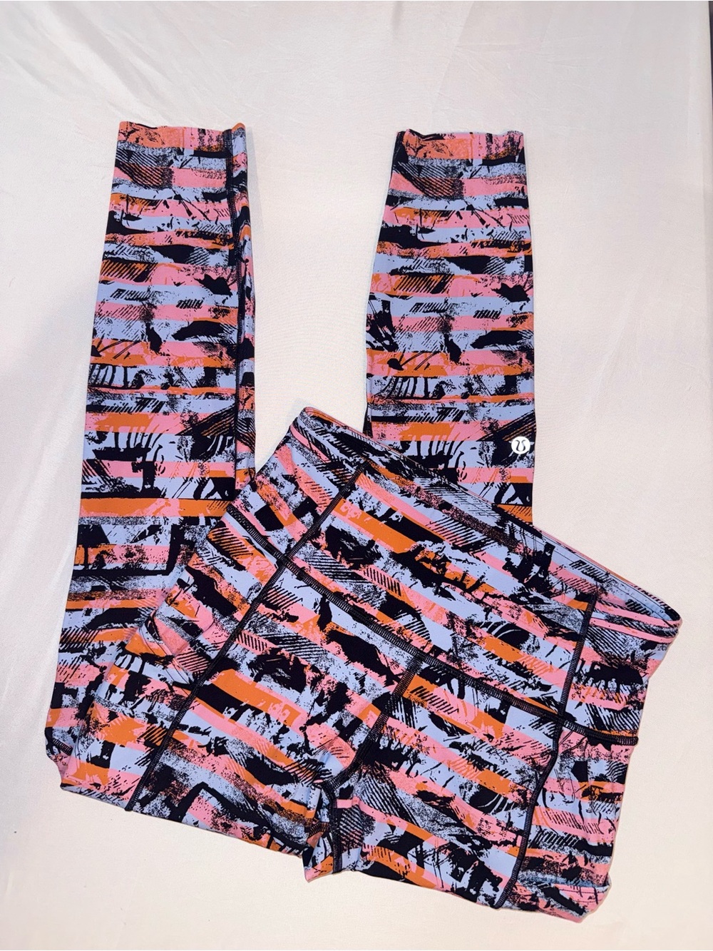 Lululemon Women Vibrant Striped Multi Color Abstact Print Leggings Size 6 - Picture 13 of 14